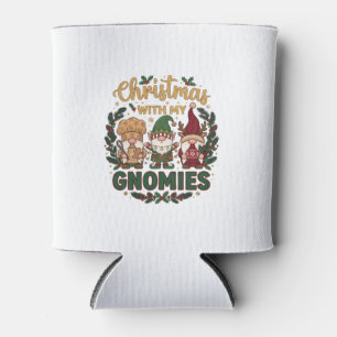 Christmas Gnomies String Lights Candy Cane Can Cooler