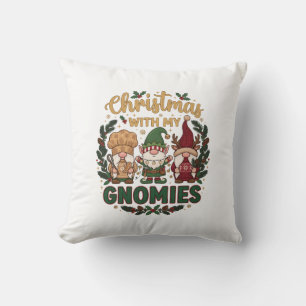 Christmas Gnomies String Lights Candy Cane Cushion