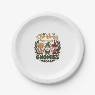 Christmas Gnomies String Lights Candy Cane Paper Plate