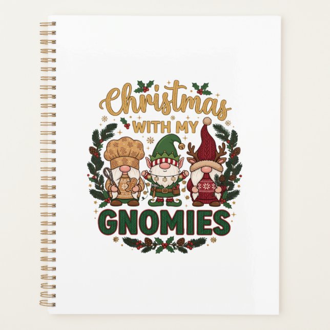 Christmas Gnomies String Lights Candy Cane Planner (Front)