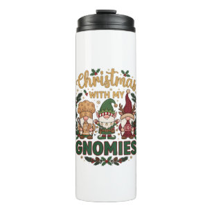 Christmas Gnomies String Lights Candy Cane Thermal Tumbler