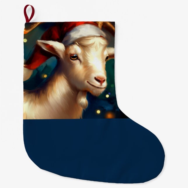 Christmas Goat 1 Large Christmas Stocking (Front)