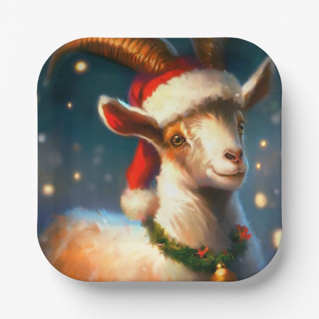 Christmas Goat 2 Paper Plate (Front)
