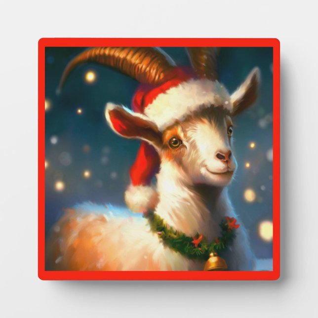 Christmas Goat 2 Plaque (Front)