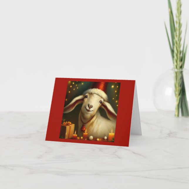 Christmas Goat 3 Holiday Card (Front)