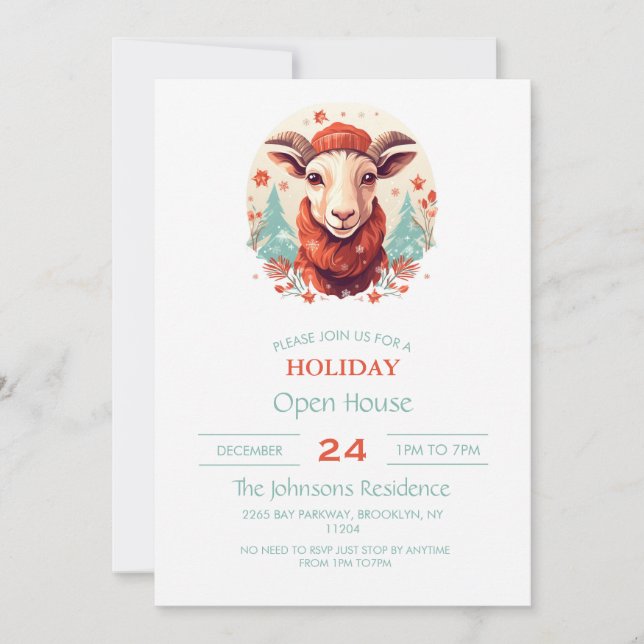 Christmas Goat Art Invitation (Front)