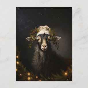 Christmas Goat Christmas Light Postcard