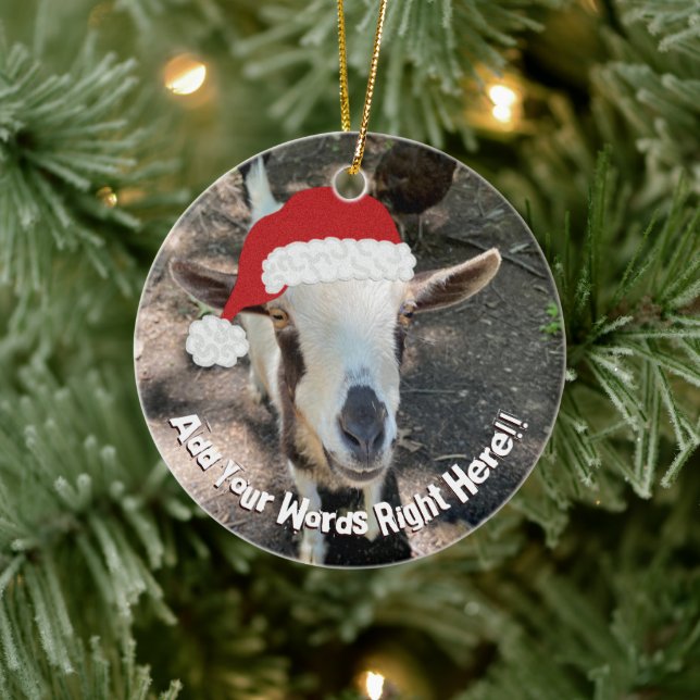 Christmas Goat Custom Message Ornament (Tree)