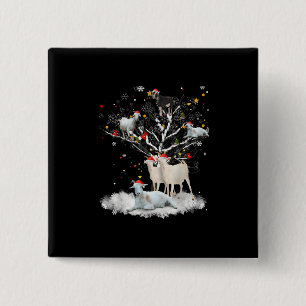 Christmas Goat On Tree Funny Santa Goat Lover Gift 15 Cm Square Badge