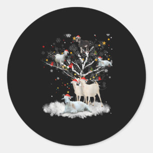 Christmas Goat On Tree Funny Santa Goat Lover Gift Classic Round Sticker