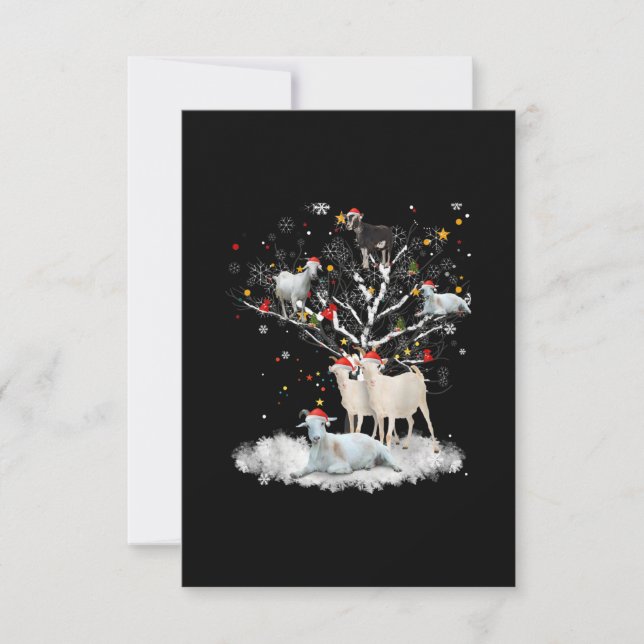 Christmas Goat On Tree Funny Santa Goat Lover Gift RSVP Card (Front)