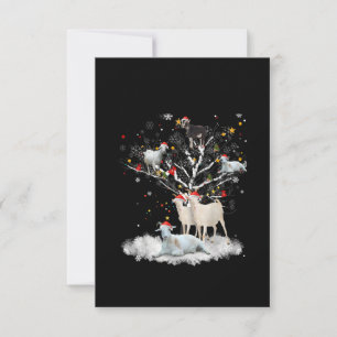 Christmas Goat On Tree Funny Santa Goat Lover Gift Thank You Card