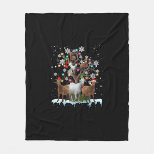 Christmas Goat On Tree Santa Goat Lover's Fleece Blanket