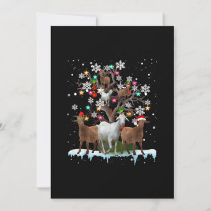 Christmas Goat On Tree Santa Goat Lover's Holiday Card