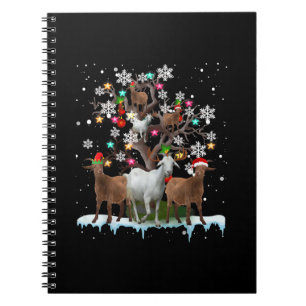 Christmas Goat On Tree Santa Goat Lover's Notebook