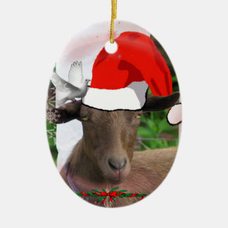 CHRISTMAS GOAT SANTA HAT ORNAMENT