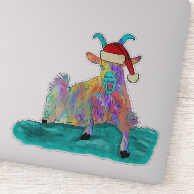 Christmas Goat Screaming Colourful  (Detail)
