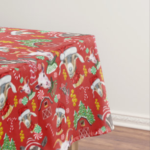Christmas GOATS Candy and Jingle Bells GetYerGoat™ Tablecloth