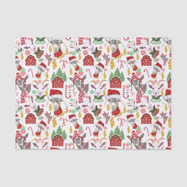 Christmas GOATS Candy and Jingle Bells GetYerGoat™ Tissue Paper (Front)