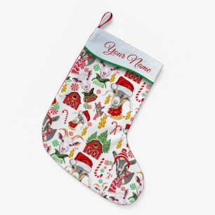 Christmas GOATS Candy and Jingle Bells Small Christmas Stocking