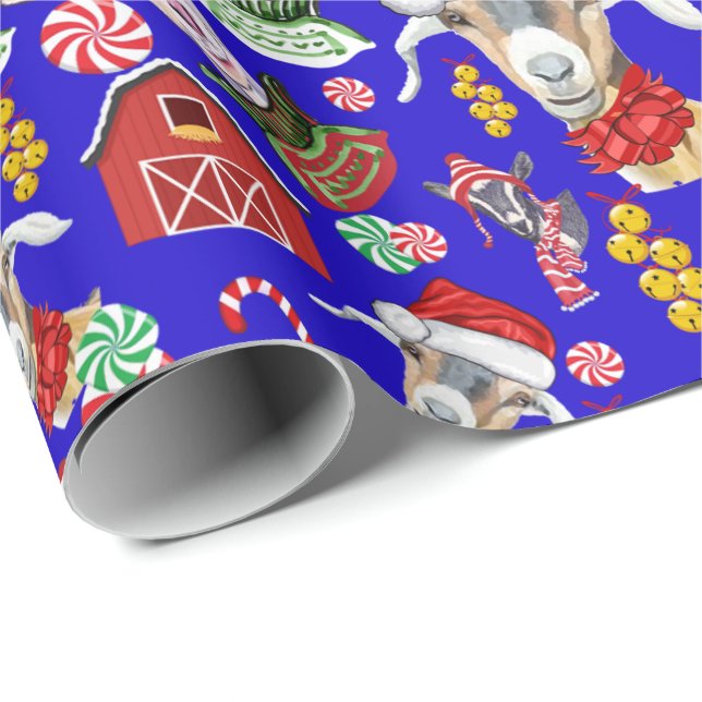 Christmas GOATS Gift Wrap Change Background Colour (Roll Corner)
