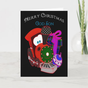 Christmas - GodSon - Train and Gifts Holiday Card