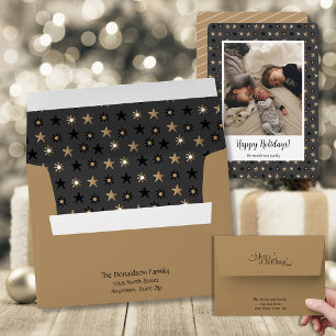 Christmas Gold and Black Stars Envelope