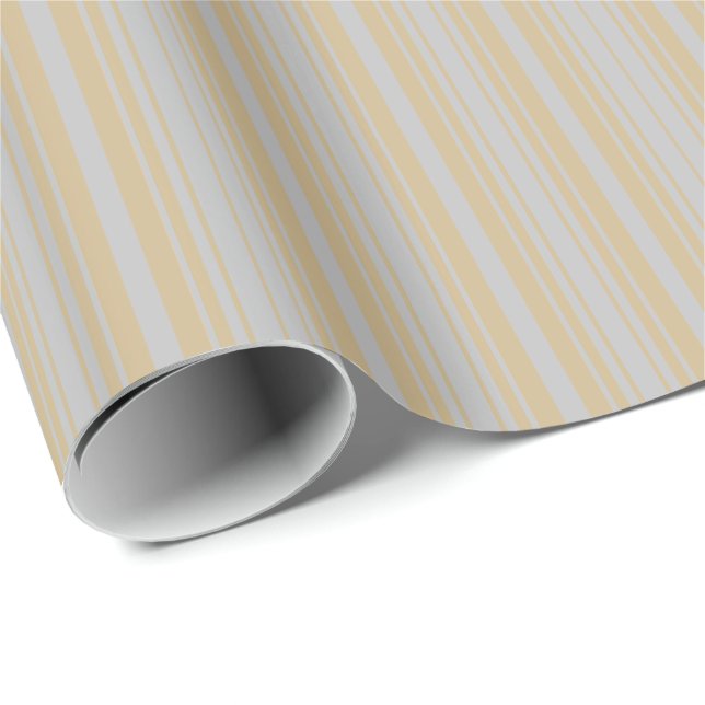 Christmas Gold and Christmas Silver Stripes Wrapping Paper (Roll Corner)
