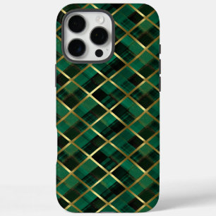 Christmas Gold And Green Plaid Pattern  iPhone 16 Pro Max Case