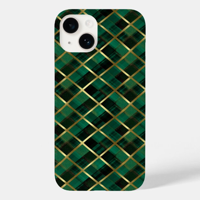 Christmas Gold And Green Plaid Pattern  Case-Mate iPhone Case (Back)