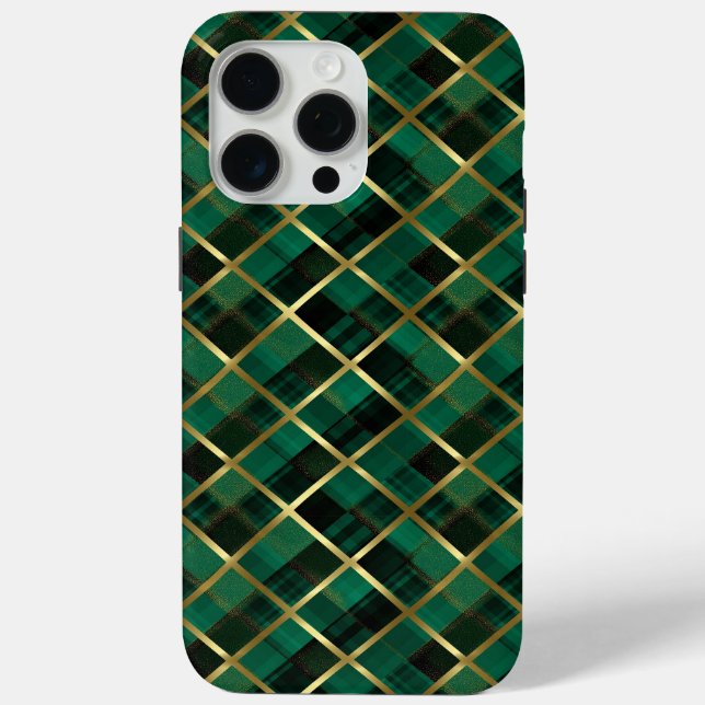 Christmas Gold And Green Plaid Pattern  Case-Mate iPhone Case (Back)