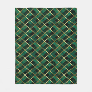 Christmas Gold And Green Plaid Pattern Fleece Blanket