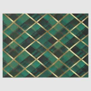 Christmas Gold And Green Plaid Pattern  Tissue Paper