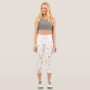 Christmas Gold Arch modern white Winter Capri Leggings