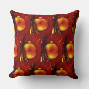Christmas Gold Bauble Red Pattern Background, ZSSG Cushion
