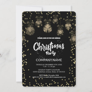 Christmas gold blackornament,diamonds, snowflakes invitation