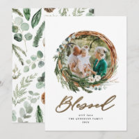 Christmas gold blessed script botanical 1 photo
