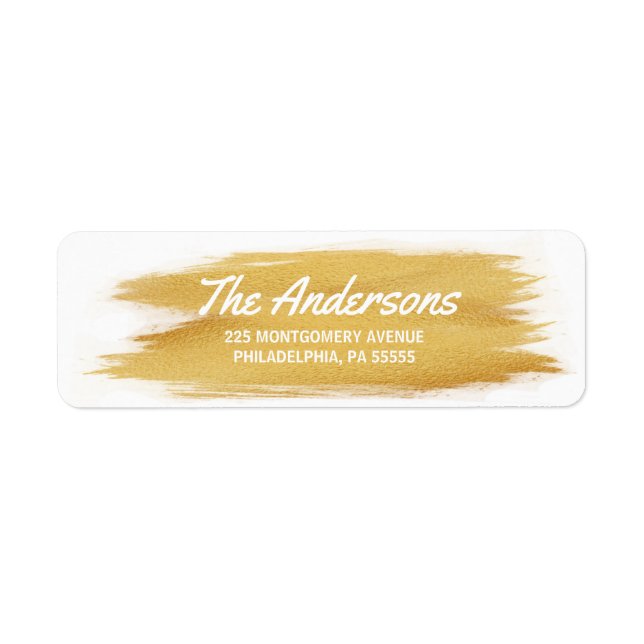 Christmas Gold Brush Stroke Return Address Return Address Label (Front)