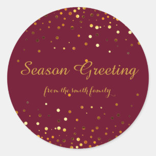 Christmas Gold Faux Glitter Festive Classic Round Sticker