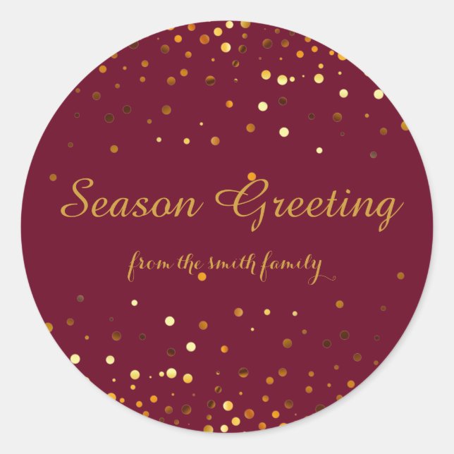 Christmas Gold Faux Glitter Festive Classic Round Sticker (Front)