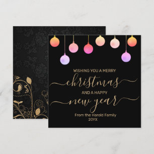 Christmas Gold Festive Colourful Hanging Ornament Holiday Card