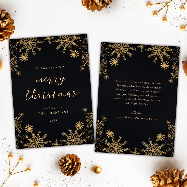 Christmas Gold Festive Elegant Modern Black Holiday Card (Christmas Gold Festive Elegant Modern Black Holiday Card)
