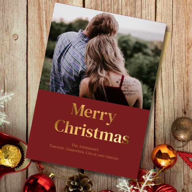 Christmas Gold Foil Photo Card Personalise (Gold Foil Merry Christmas Photo Christmas Card. Print and Digital Download)