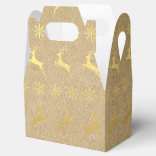 Christmas Gold Foil Reindeer and Snowflake Favour Box