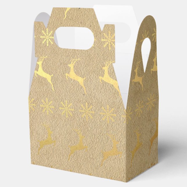 Christmas Gold Foil Reindeer and Snowflake Favour Box (Opened)