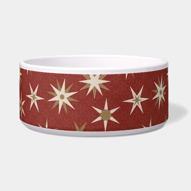  Christmas Gold Geo Stars - on red pattern. (Front)