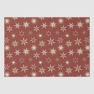 Christmas Gold Geo Stars - on red pattern. Tissue Paper