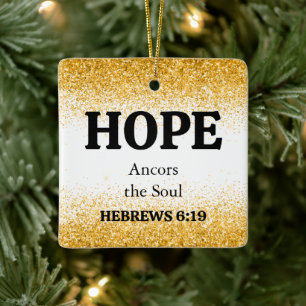 Christmas Gold Glitter Bible Verse Hope Ceramic Ornament