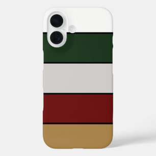 Christmas Gold Green Red Silver And White Stripes  iPhone 16 Case