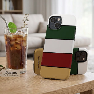 Christmas Gold Green Red Silver And White Stripes iPhone 16 Case